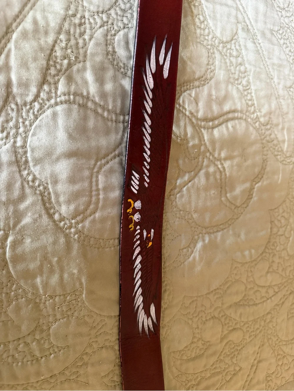 Men’s Hand Painted Eagle Leather Belt Strap Size 34